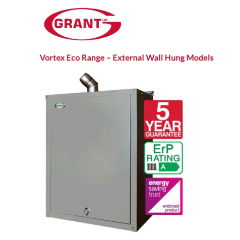 Grant Vortex Eco ErP External 16/21Kkw Wall Hung System Boiler Incl Flue