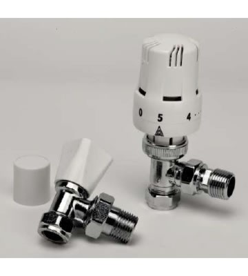 Haxby White Thermostatic Radiator Valve and Lock-shield