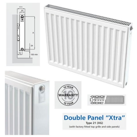 Compact Radiators Double Panel with Single Convector 300mm High