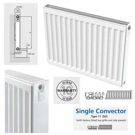 Compact Radiators Single Panel with Single Convector 450mm High