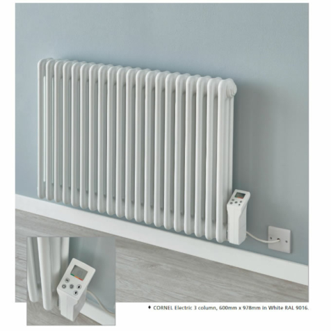 Supplies4Heat Cornel 3 Column Electric White Radiators